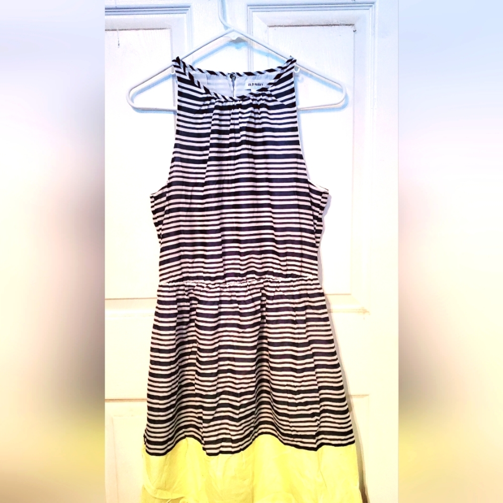 Summer dress stripes with yellow